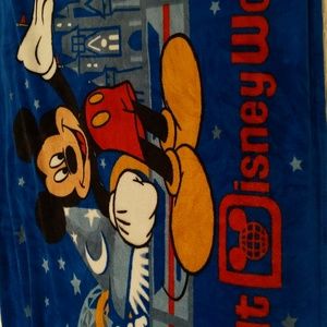 Walt Disney World Parks Mickey Mouse Plush Fleece Blanket Throw 40”X60” Blue